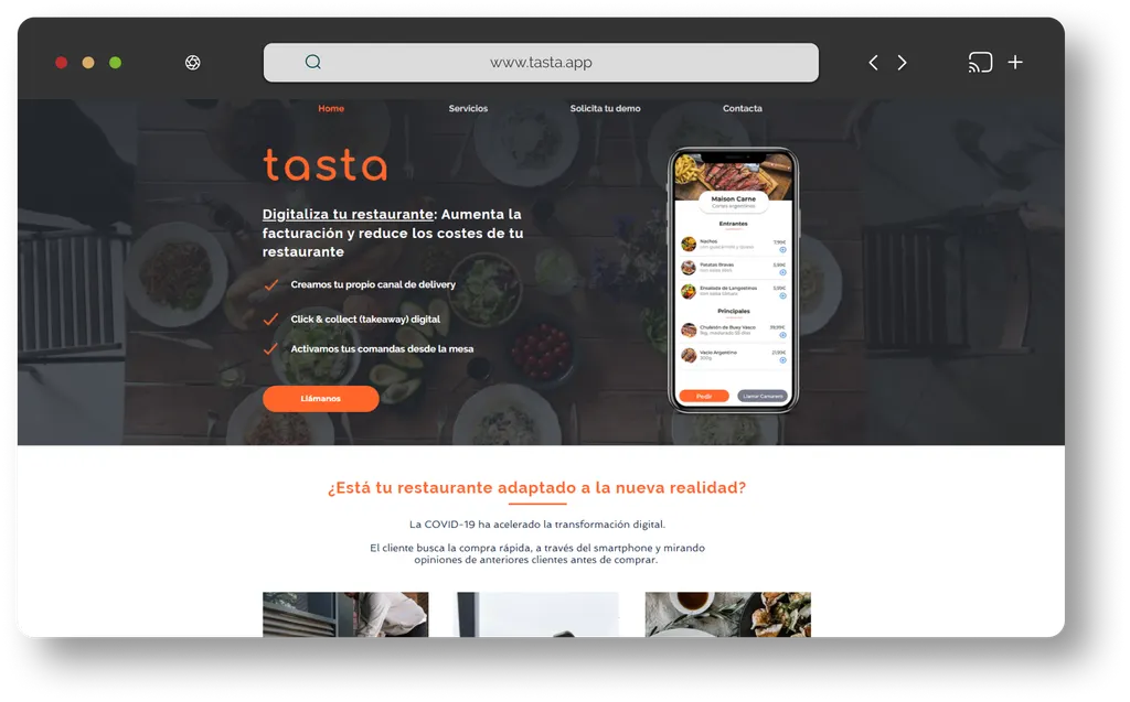 Tasta — Pedidos desde la mesa conectados a cocina y TPV